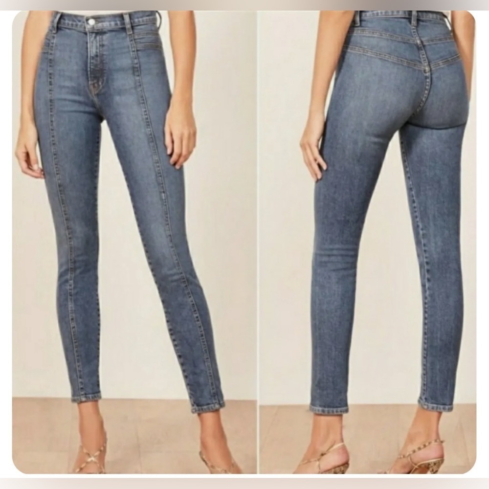 REFORMATION SUZIE HIGH WAISTED SKINNY JEANS IN RHINE WASH SIZE 30